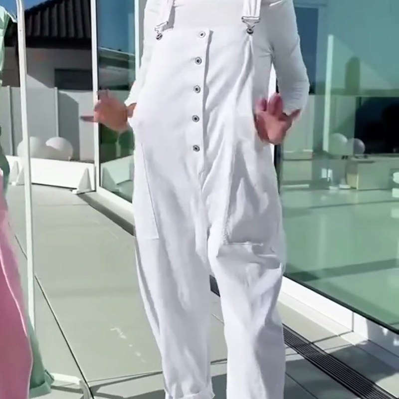 Women's Sweet Casual Solid Jumpsuit with Adjustable Straps