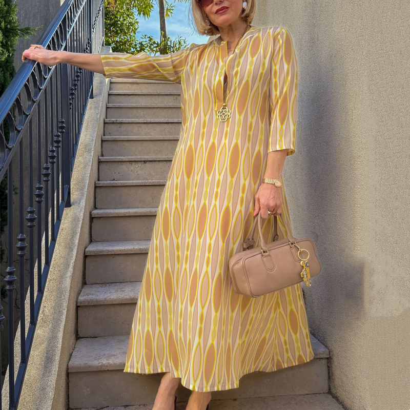 Women's Elegant Flowy Printed Long Dress