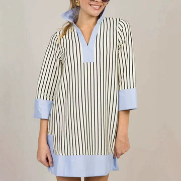 Women's Elegant V-Neck Loose Patchwork Dresses
