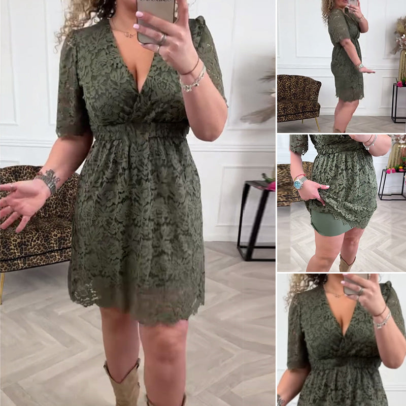 Women's Elegant V-Neck Lace Dresses