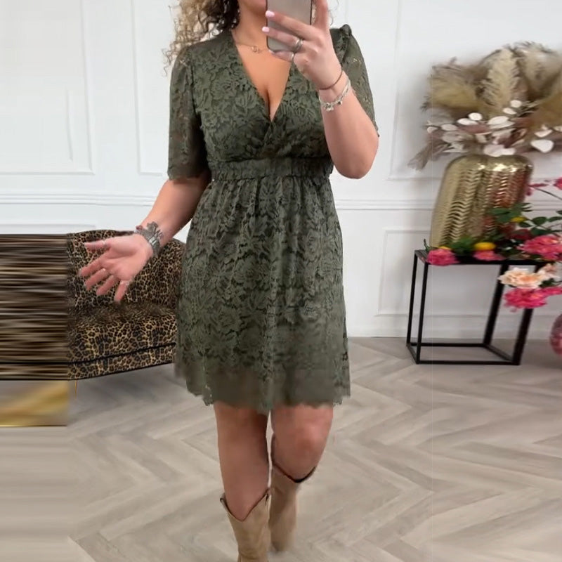 Women's Elegant V-Neck Lace Dresses