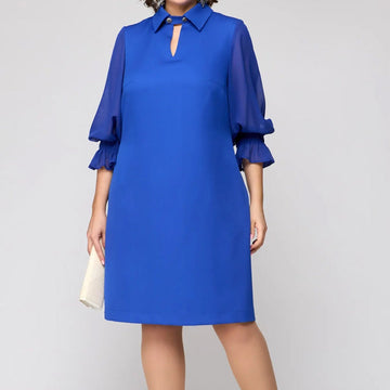 Women’s Elegant Solid Cutout Lapel Dress