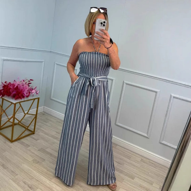 Women's Fashion Off-Shoulder Lace-Up Jumpsuit