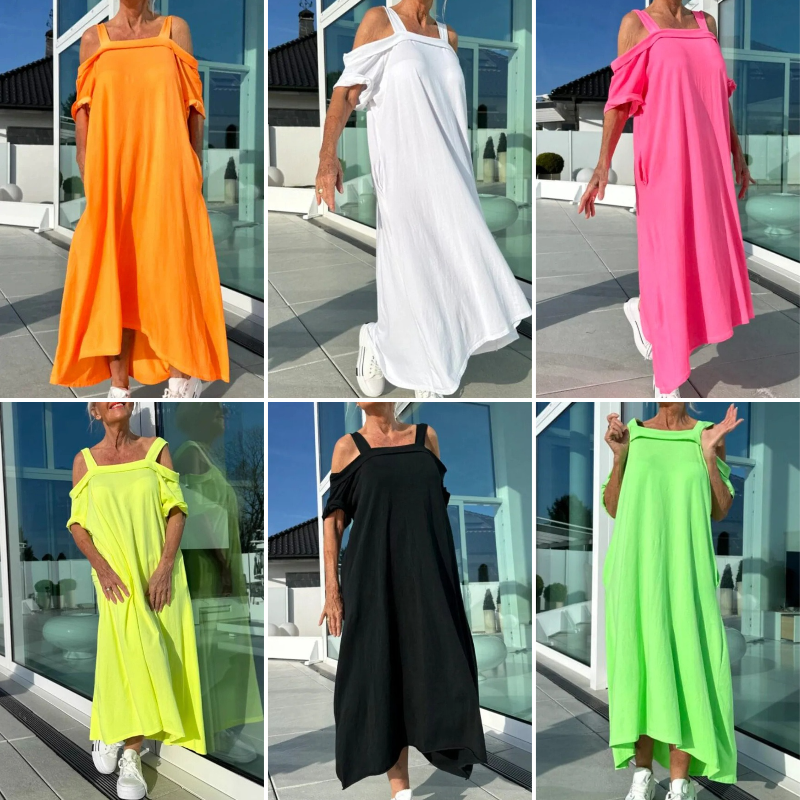 Breezy Summer Vibes Shoulder Maxi Dress