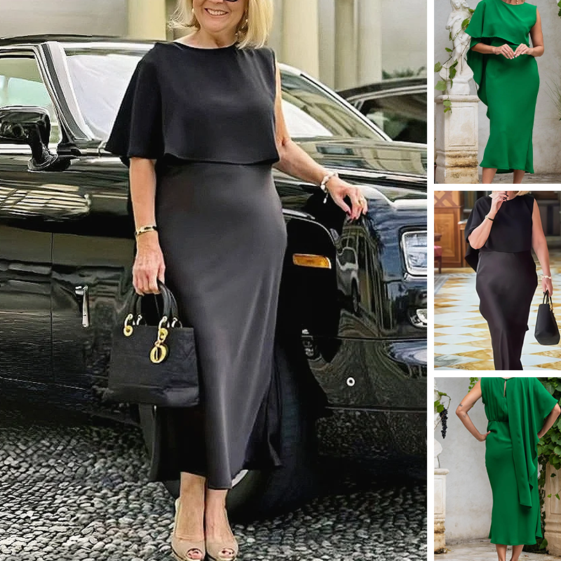 Women’s Asymmetric Drape Midi Dress