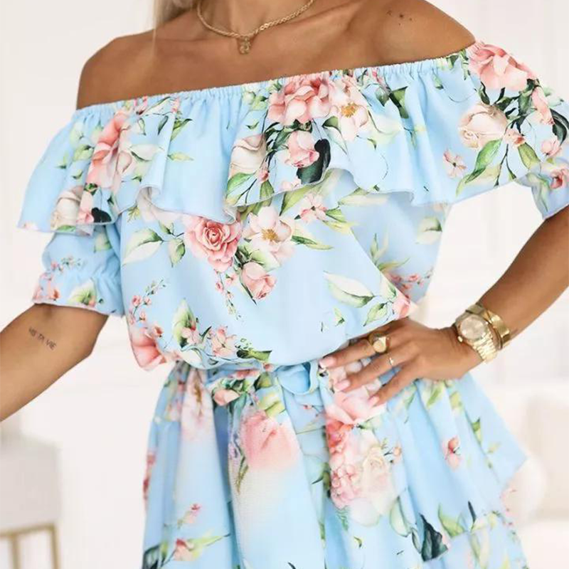 Women's Fashionable Printed Off Shoulder Dress