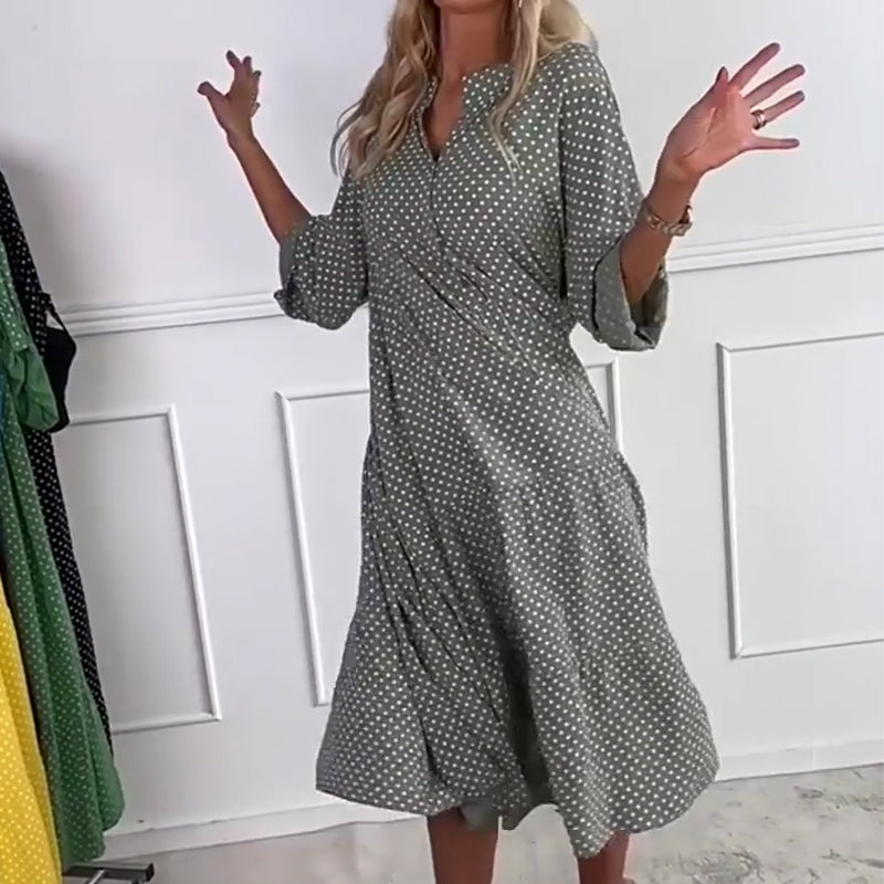 Women’s Polka Dot Button Loose Fit Dress