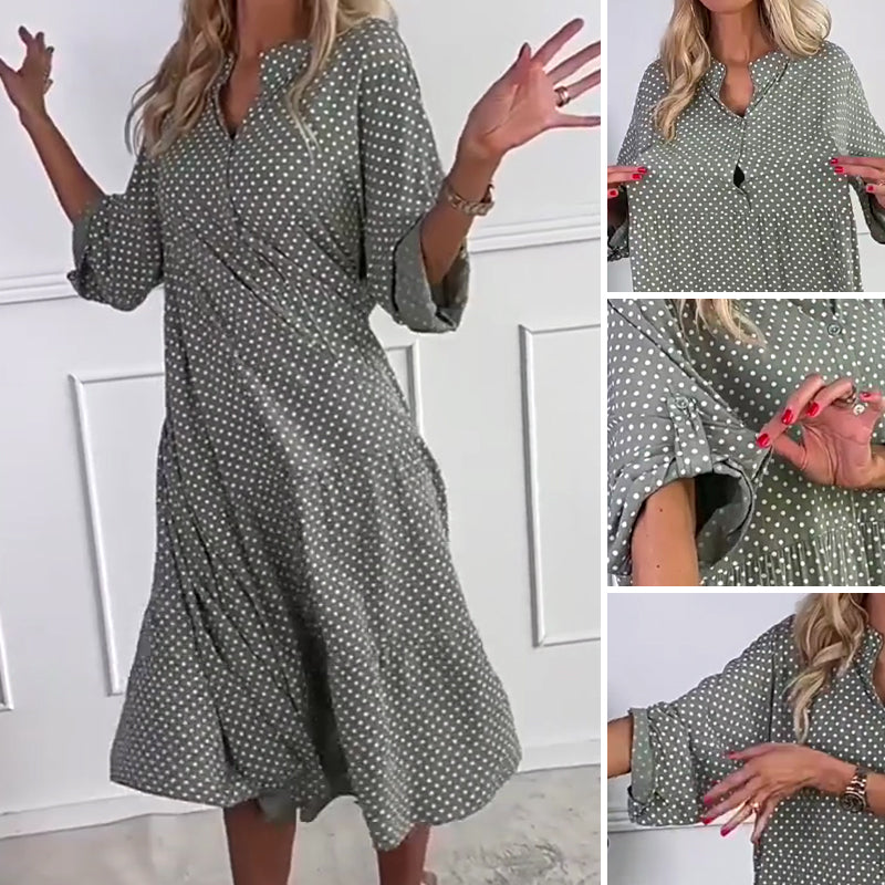 Women’s Polka Dot Button Loose Fit Dress