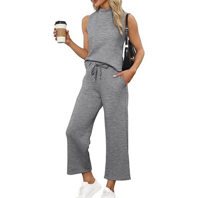 Women's Casual Sleeveless Top ＆ Wide-Leg Pants 2-Piece Sets