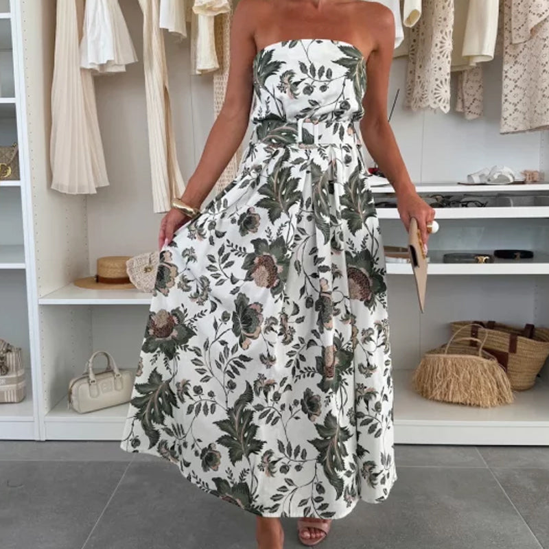 Women’s Printed Strapless Maxi Dress