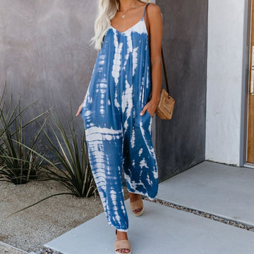 Women's Fashion Spaghetti Strap Printed Jumpsuit