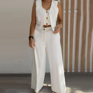 Women's Trendy Sleeveless Top & Wide-Leg Pants Two-Piece Set