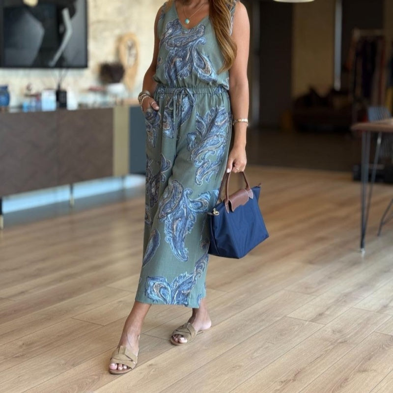 Women's Casual Sleeveless Printed Jumpsuit