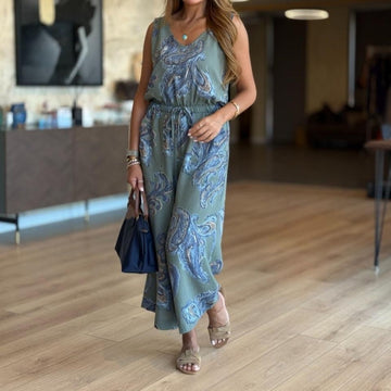 Women's Casual Sleeveless Printed Jumpsuit