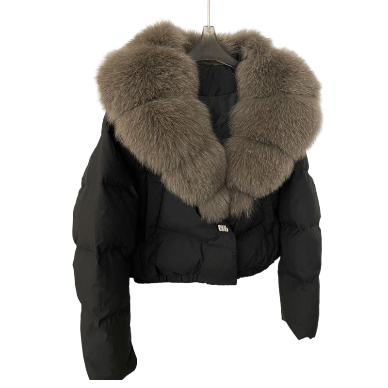 Women's Short-Length Fashionable Warm Fur-Collared Jacket
