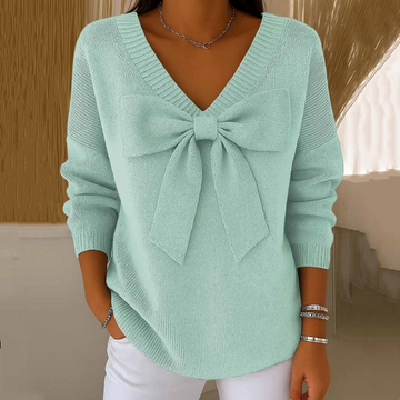 Women’s V Neck Bow Sweater
