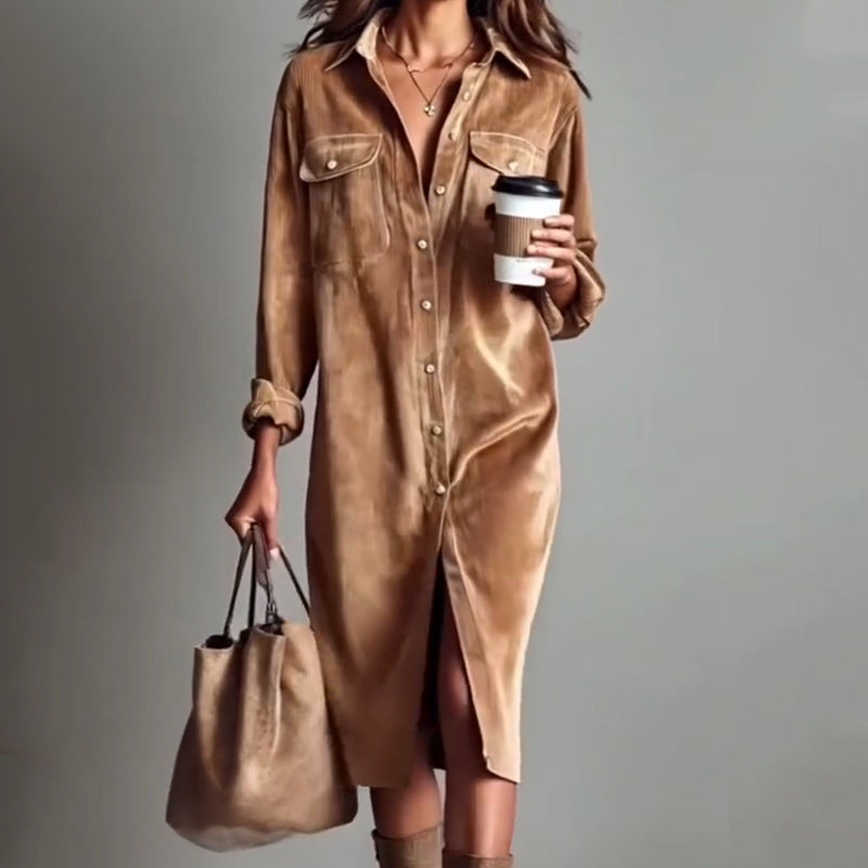 Effortless Chic Corduroy Shirt Dress