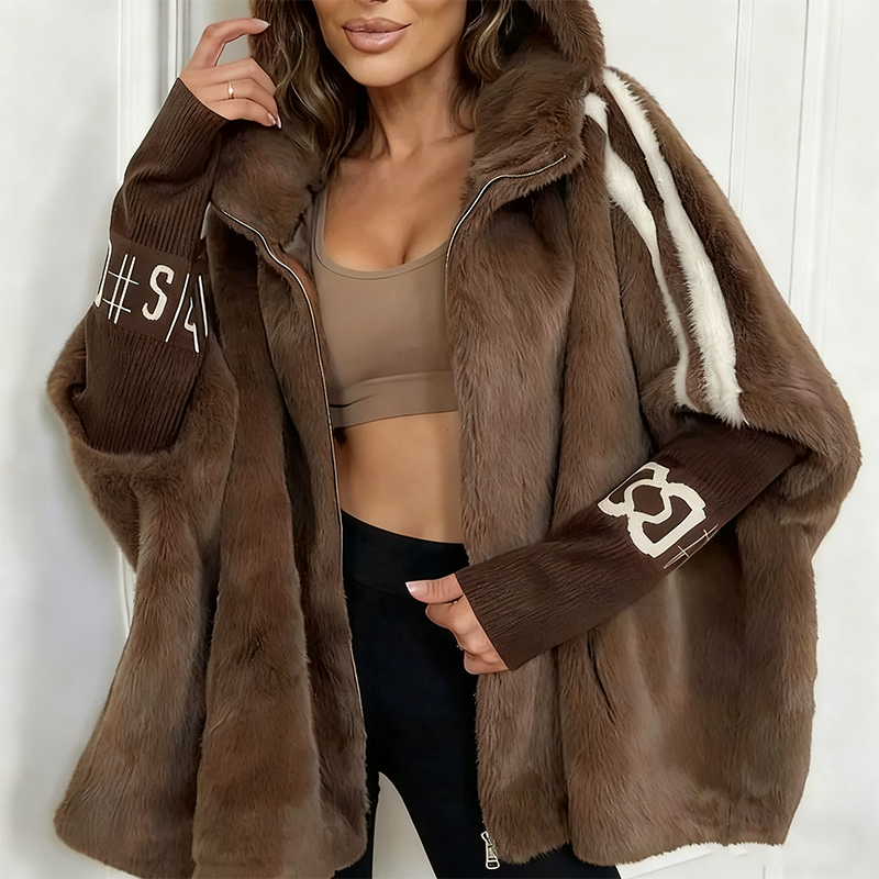 Women’s Mink Fur Hooded Zip-Up Coat