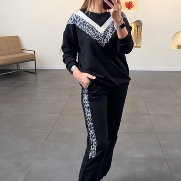 Women's Casual Leopard Print Tracksuit Set