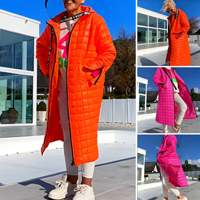 Women’s Chic Long Quilted Hooded Down Coat