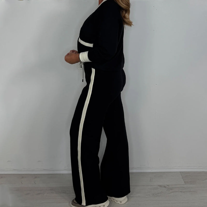 Women's Knitted V-Neck Button Cardigan & Pants Set