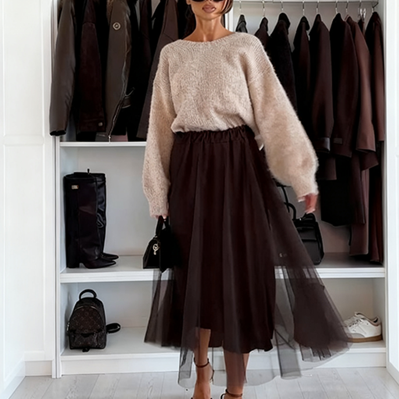 Women's Sweater & Tulle Skirt 2 -Piece Set