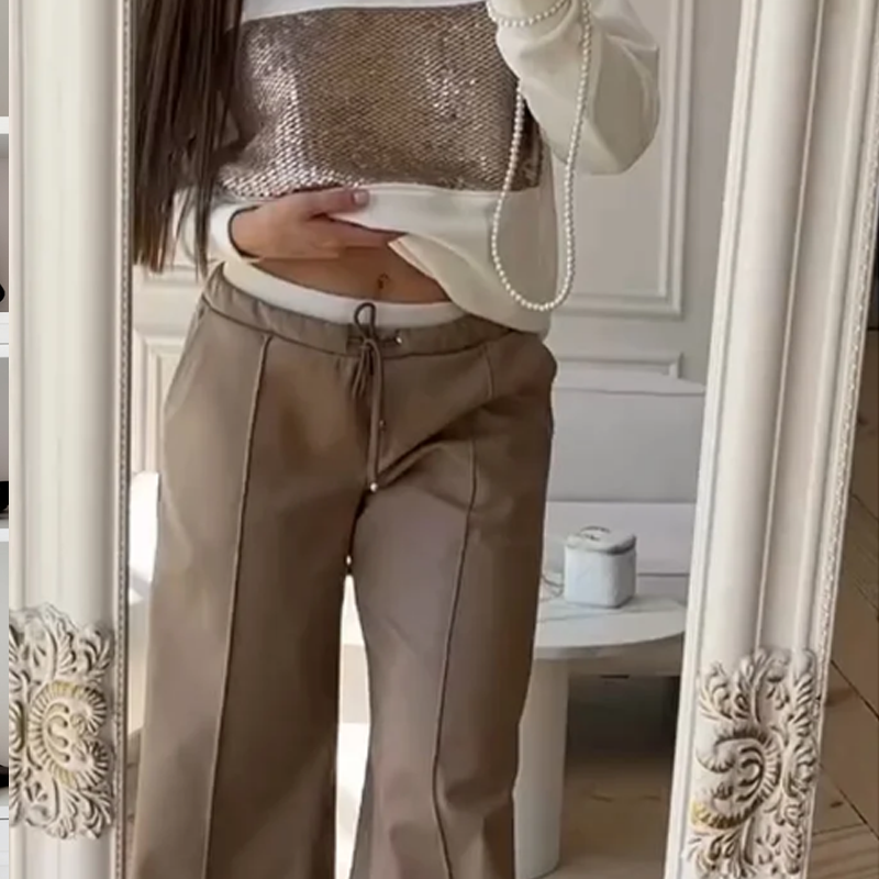 Women's Stylish Sequin Top & Pants Set