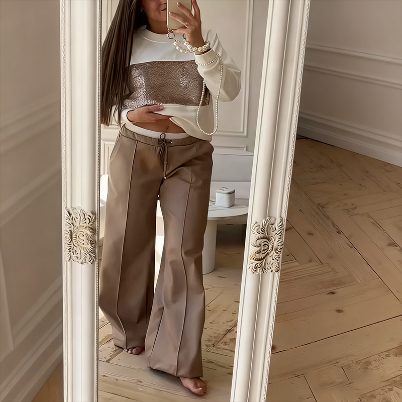 Women's Stylish Sequin Top & Pants Set