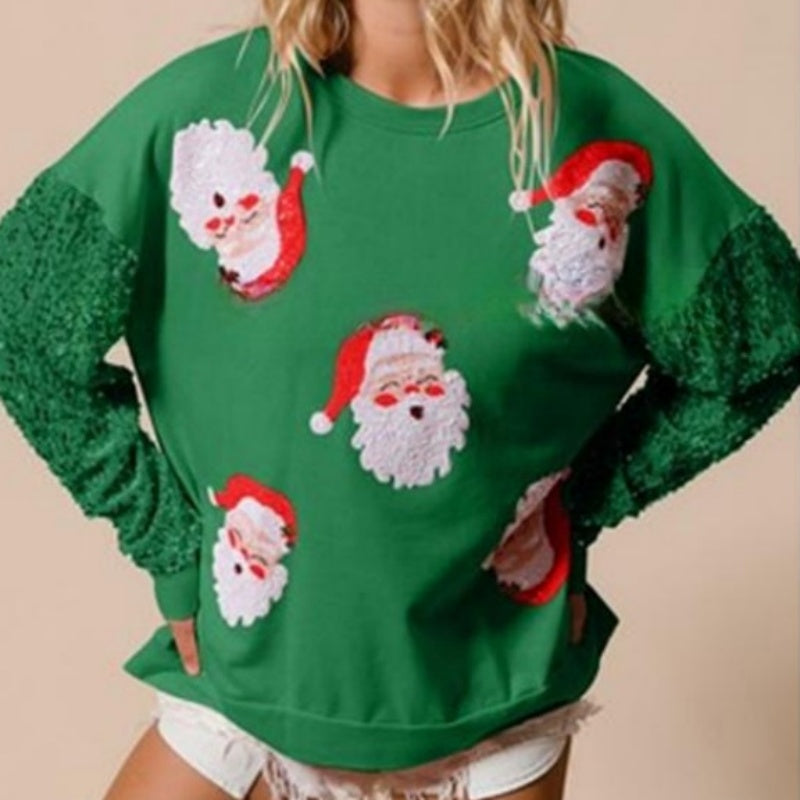 Women's Christmas Sequin Long Sleeve Sweatshirt