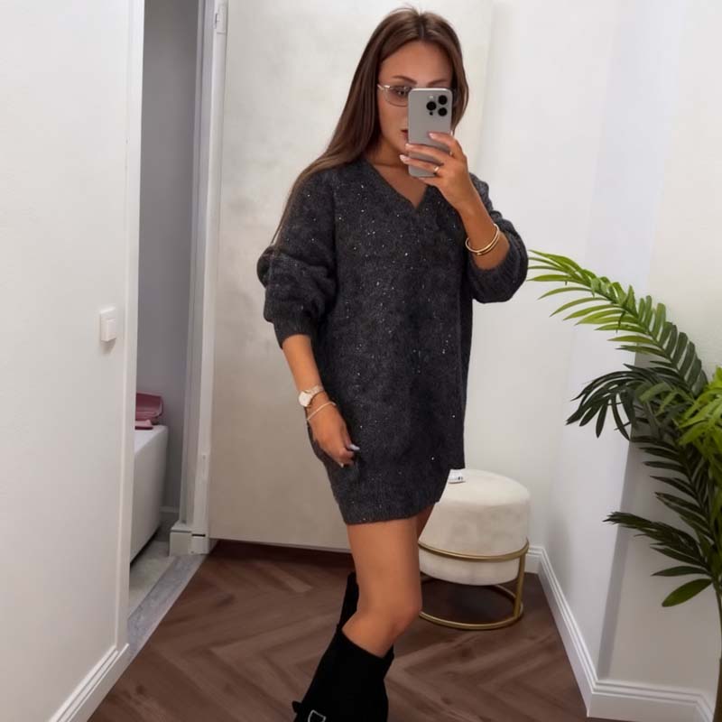 Women’s Chic Long Sleeve Sweater & Skirt Set