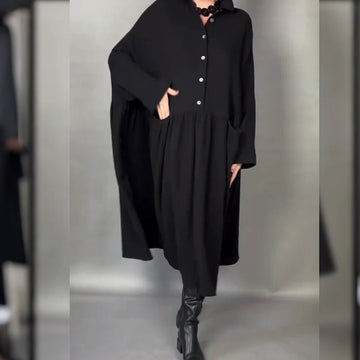 Women's Elegant Flared Lapel Long Dress