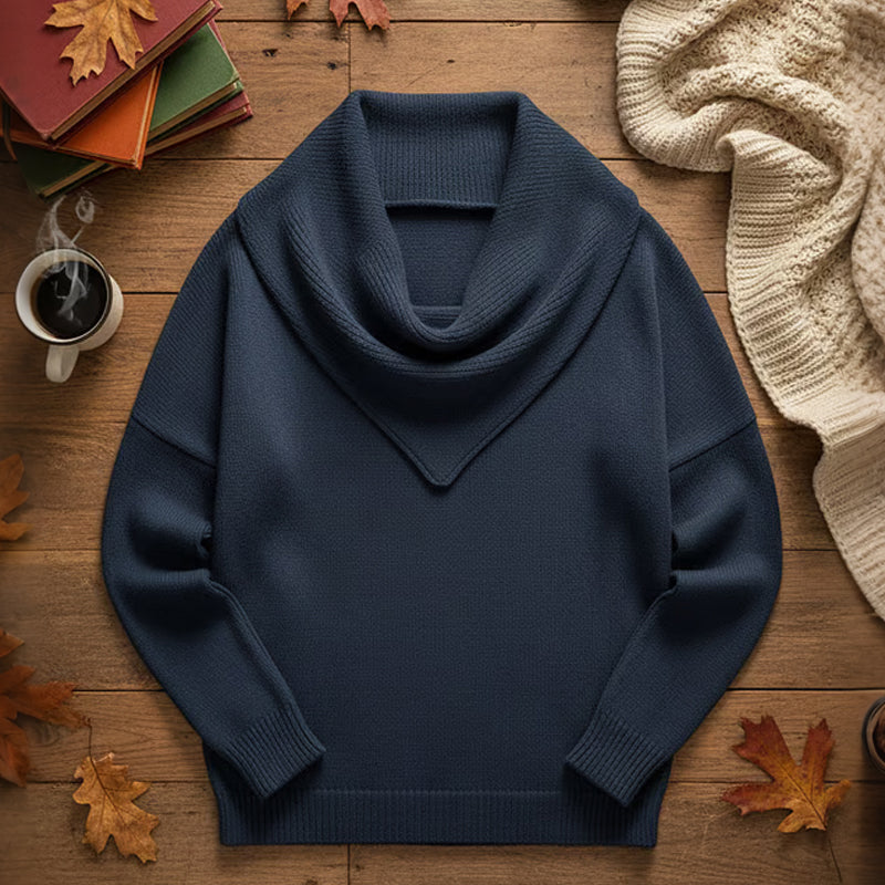 Women’s Elegant Soft Triangle Neck Solid Color Sweater