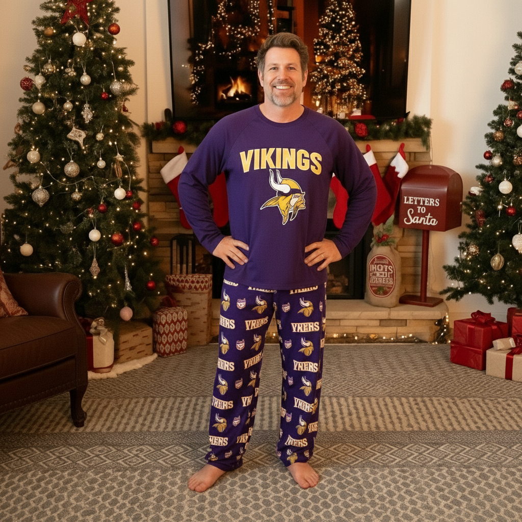 2026 Minnesota Vikings Family Holiday Pajamas Set