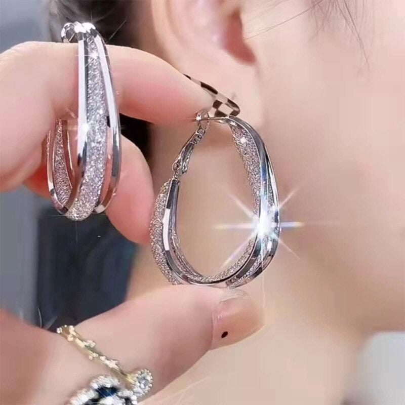 Oval Shiny Hoop Earrings