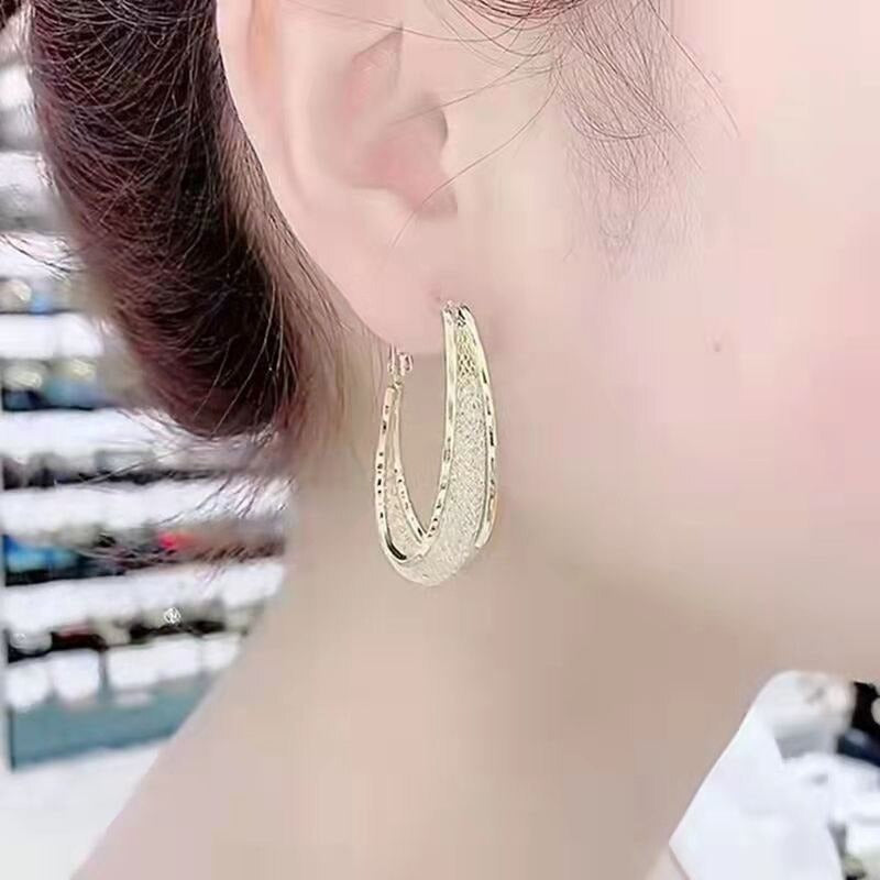 Oval Shiny Hoop Earrings