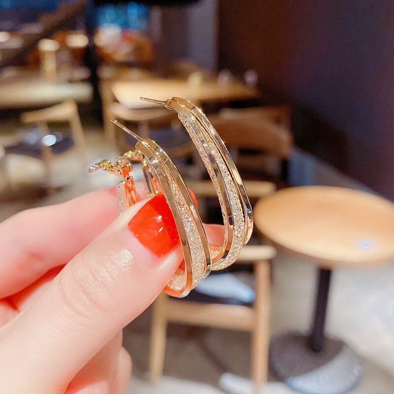 Oval Shiny Hoop Earrings