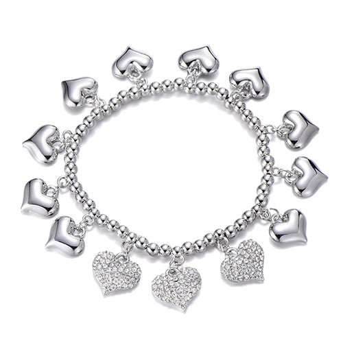 Adjustable Crystal Full Heart Bracelet For Women