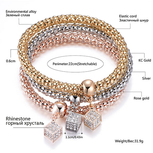 Shiny Crystal Cube Bracelet For Women