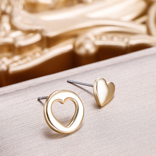 Asymmetric Hollow Heart Shape Earrings