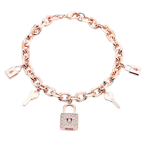 Trendy Goth Lock Key Pendant Bracelets For Women