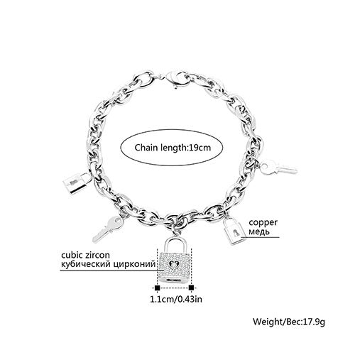 Trendy Goth Lock Key Pendant Bracelets For Women