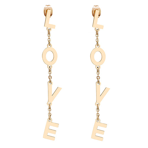 Trend Stainless Steel LOVE Letter Long Dangle Earrings