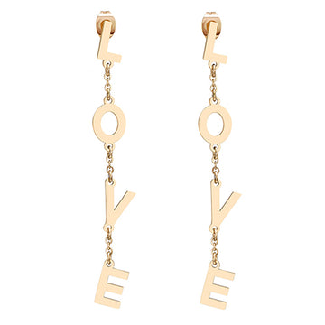 Trend Stainless Steel LOVE Letter Long Dangle Earrings