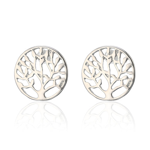 Elegance Gold Color Stainless Steel Stud Earrings Tree of Life Earring for Women