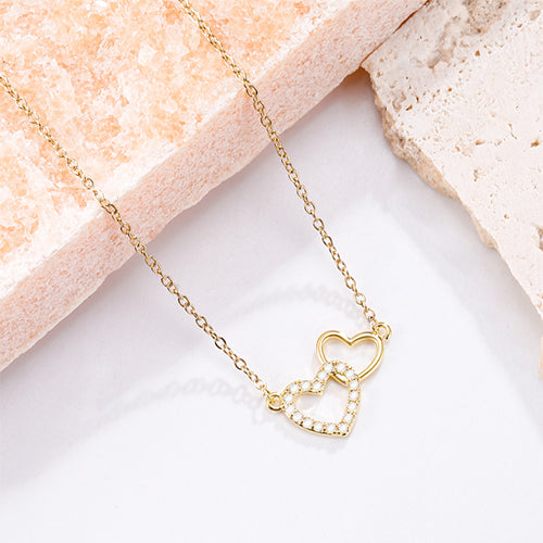 Lovely 2 Heart Pendant Women's Necklace