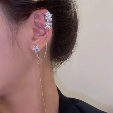Flower Ear Wire Ear Clip Earrings