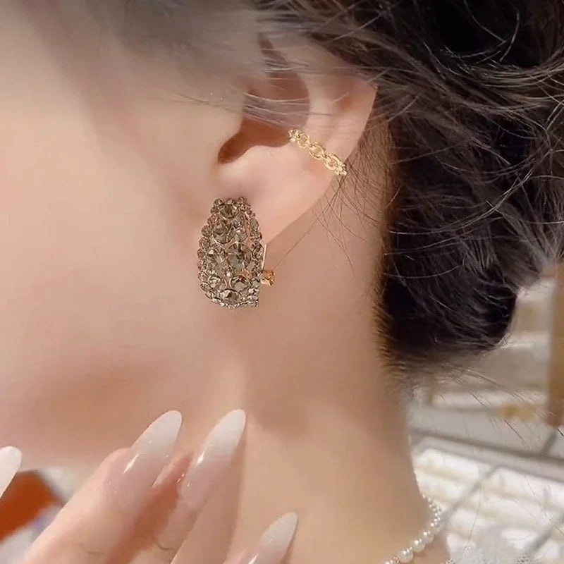 Diamond Half Hoop Earrings