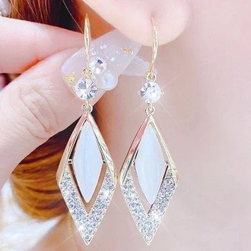 Fashion Rhombus Zircon Earrings Success